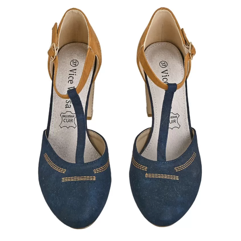 Escarpins | VICE VERSA Escarpins A Brides Femme Bicolore Bleu Marine