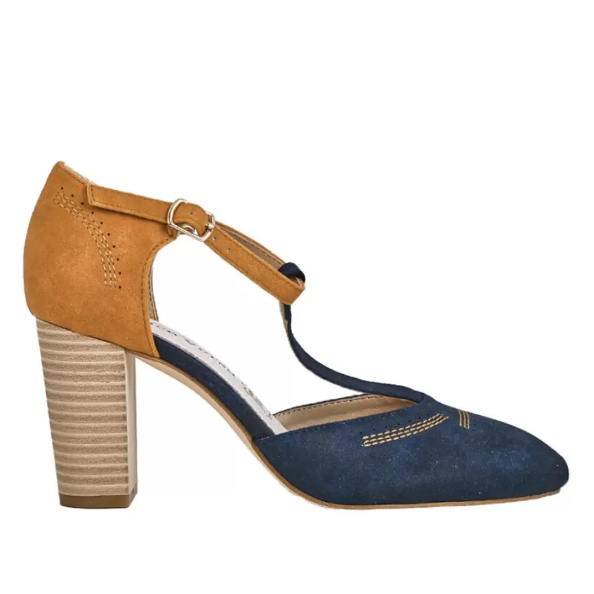 Escarpins | VICE VERSA Escarpins A Brides Femme Bicolore Bleu Marine