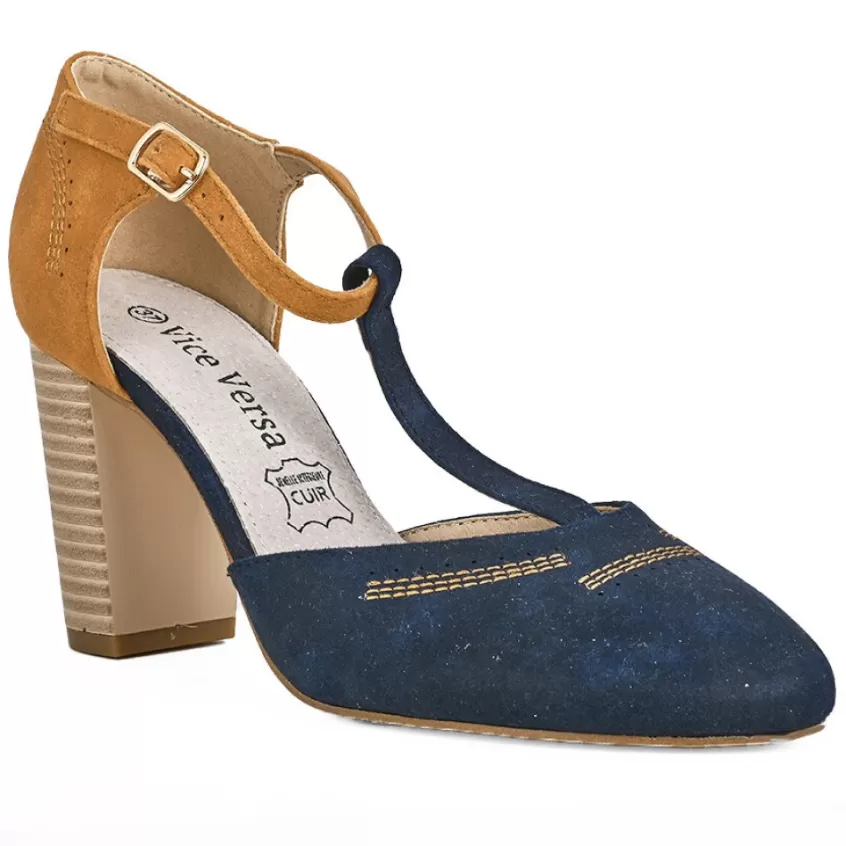 Escarpins | VICE VERSA Escarpins A Brides Femme Bicolore Bleu Marine