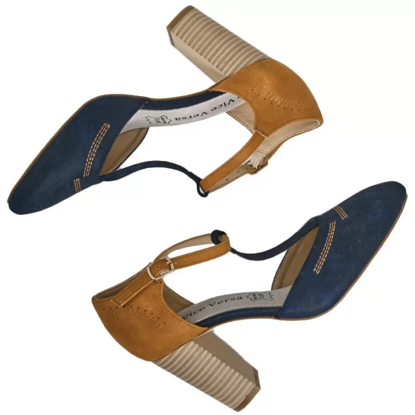 Escarpins | VICE VERSA Escarpins A Brides Femme Bicolore Bleu Marine