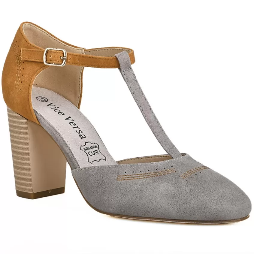 Escarpins | VICE VERSA Escarpins A Brides Femme Bicolore Gris