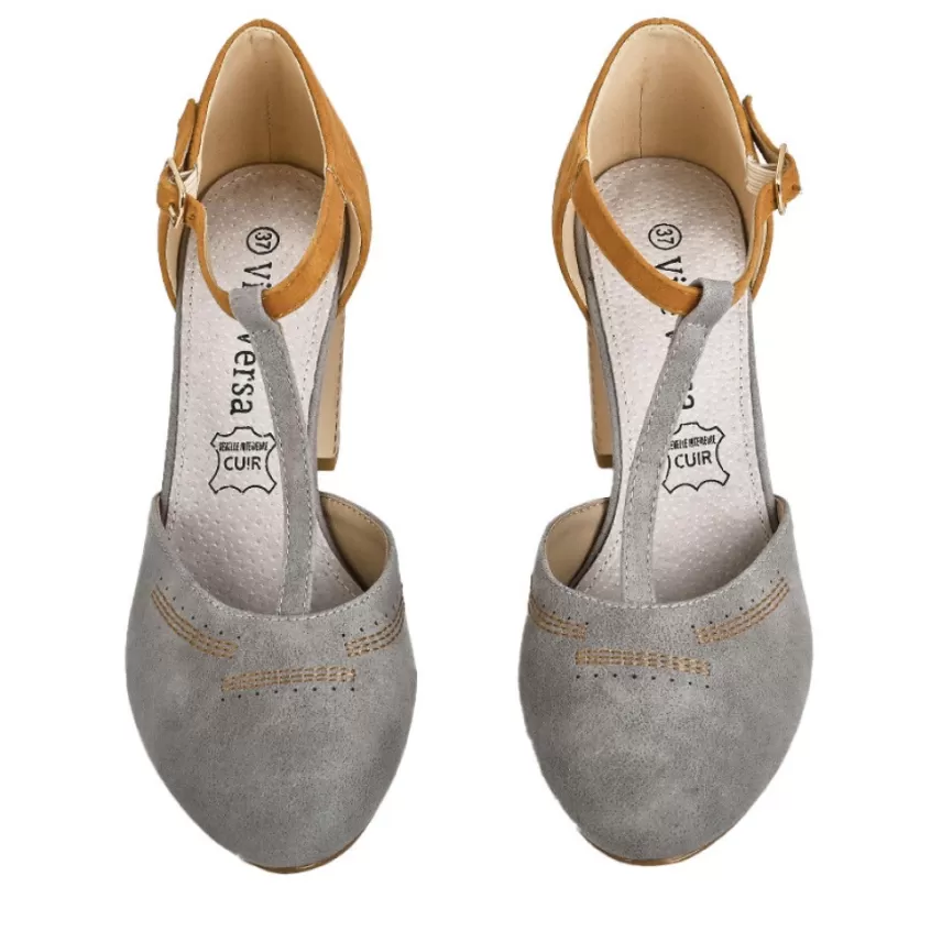 Escarpins | VICE VERSA Escarpins A Brides Femme Bicolore Gris