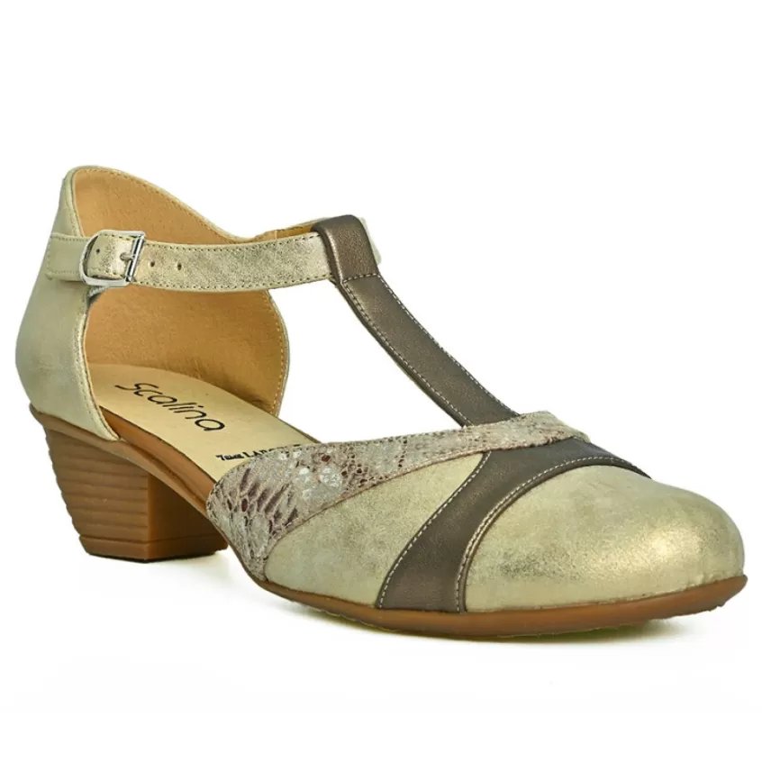 Chaussures Confort | SCALINA Escarpins A Brides Femme Dore