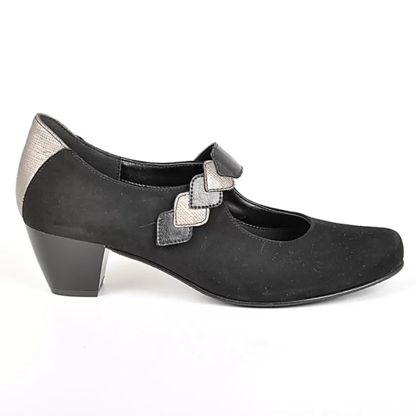 Chaussures Confort | SCALINA Escarpins A Lanieres Femme Bi-Matieres Noir