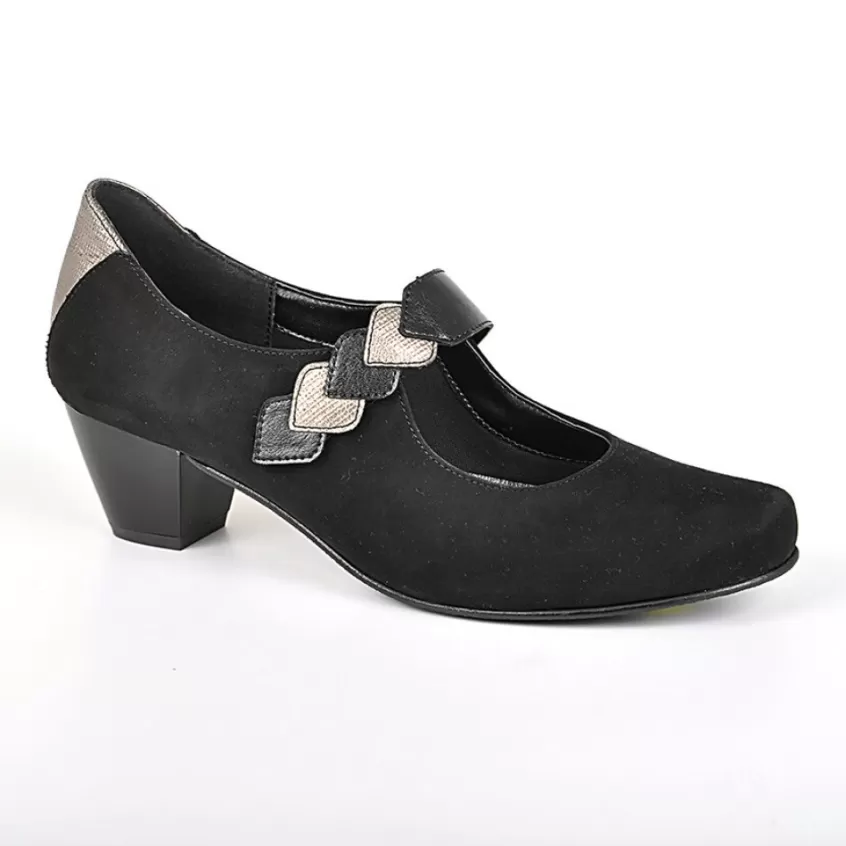 Chaussures Confort | SCALINA Escarpins A Lanieres Femme Bi-Matieres Noir
