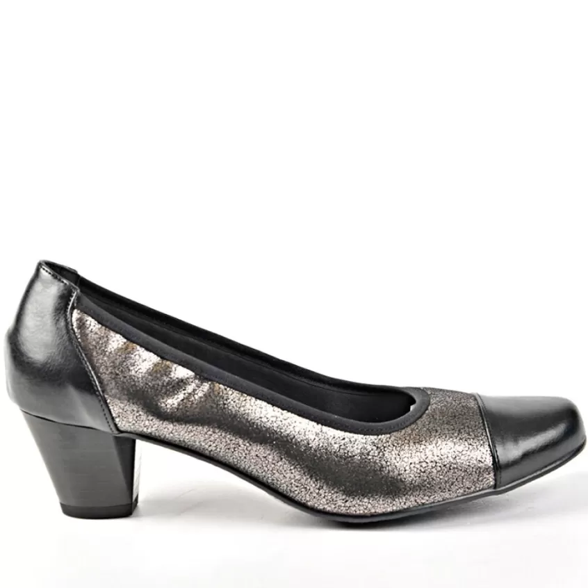 Chaussures Confort | SCALINA Escarpins Bi-Matieres Confortable Noir