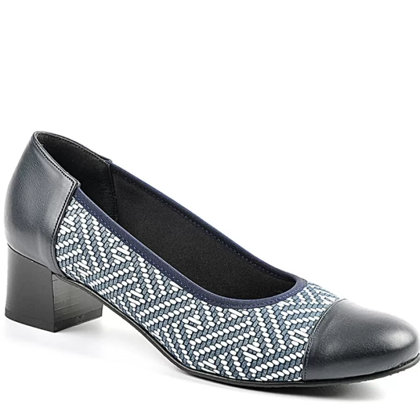Chaussures Confort | LADY CONFORT Escarpins Bi-Matieres Bleu Marine