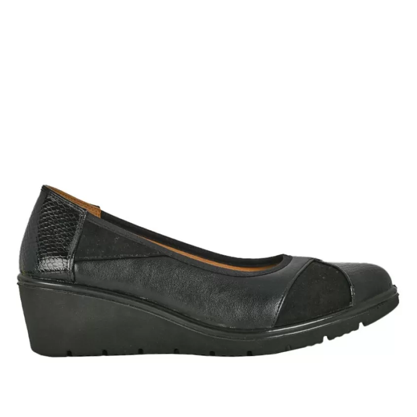 Chaussures Confort | SCALINA Escarpins Compenses Bi-Matieres Noir