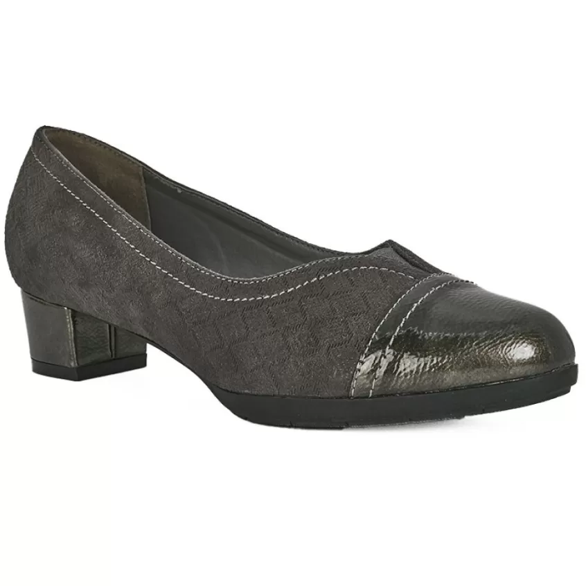 Chaussures Confort | LADY CONFORT Escarpins Confort Femme Bi-Matieres Gris