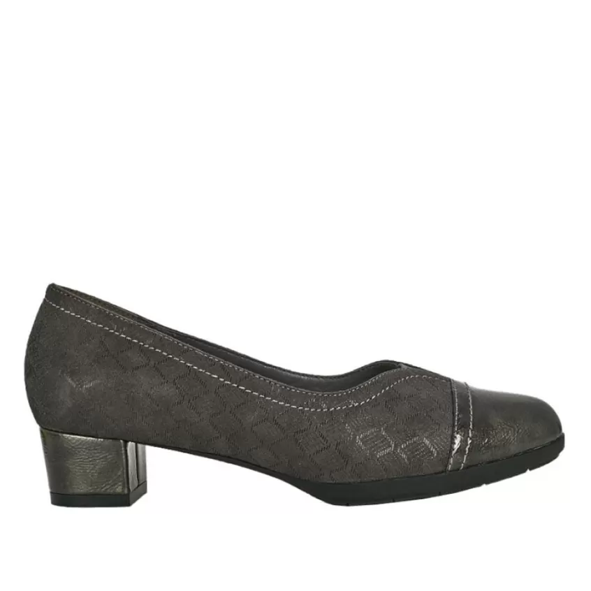Chaussures Confort | LADY CONFORT Escarpins Confort Femme Bi-Matieres Gris