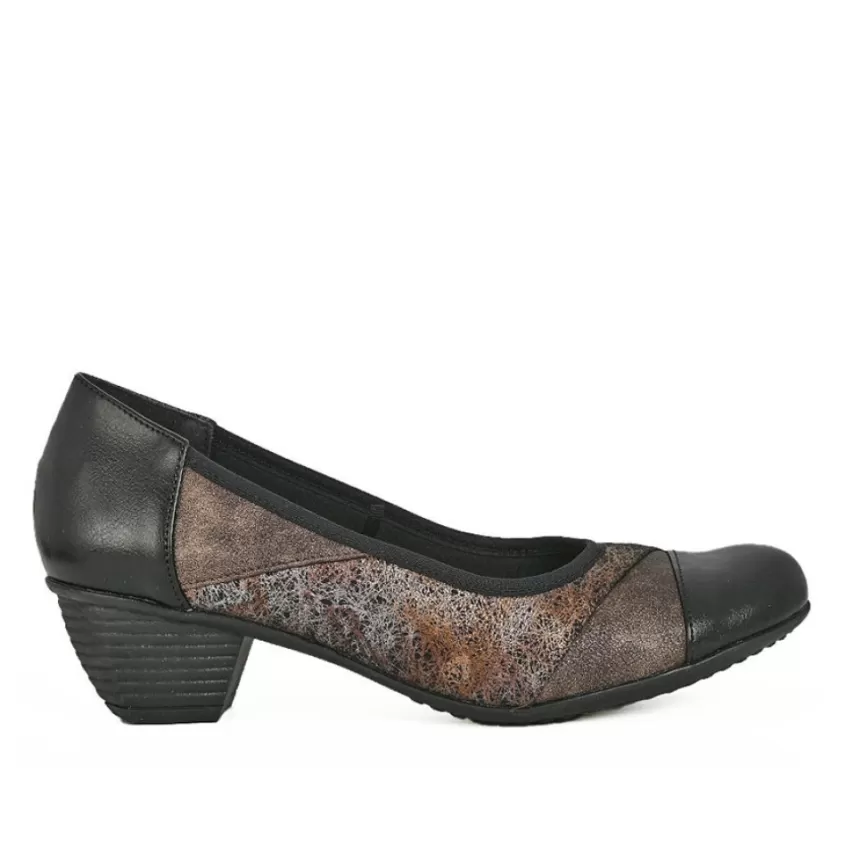 Chaussures Confort | LADY CONFORT Escarpins Confort Femme Noir Et Bronze