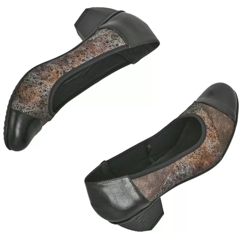 Chaussures Confort | LADY CONFORT Escarpins Confort Femme Noir Et Bronze