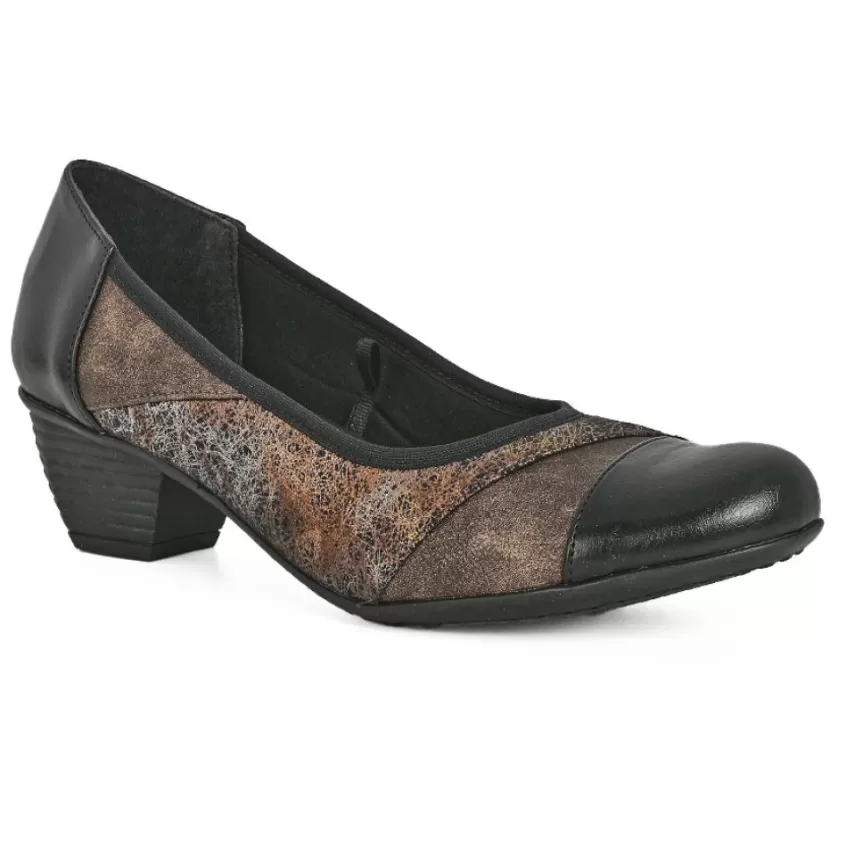 Chaussures Confort | LADY CONFORT Escarpins Confort Femme Noir Et Bronze