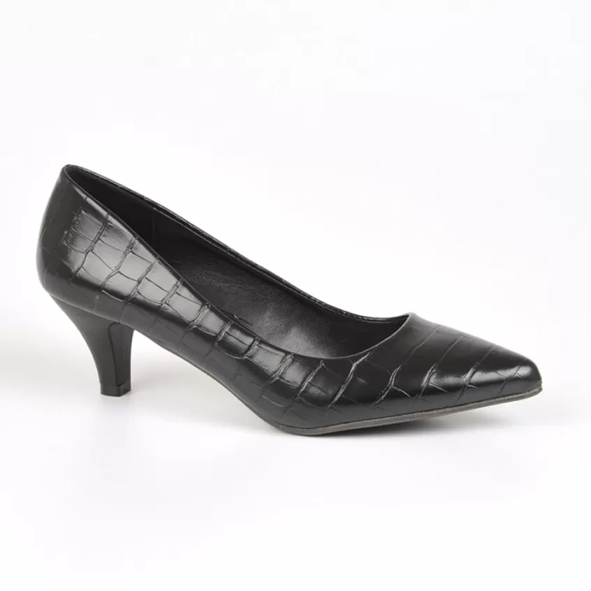 Escarpins | VICE VERSA Escarpins Femme Avec Effet Croco Noir