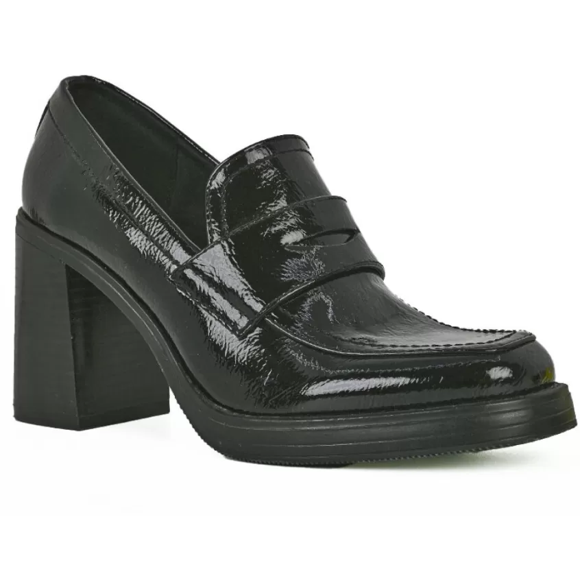 Mocassins | MASCARA Mocassins A Talon Carre Femme Vernis Noir