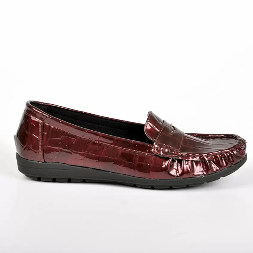 Chaussures Confort | SCALINA Mocassins Avec Effet Croco Bordeaux