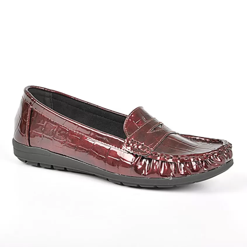 Chaussures Confort | SCALINA Mocassins Avec Effet Croco Bordeaux
