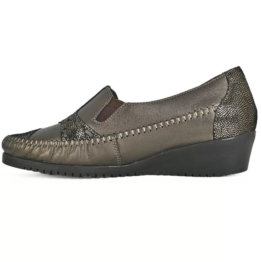 Chaussures Confort | LADY CONFORT Mocassins Confort Femme Bronze Avec Elastiques