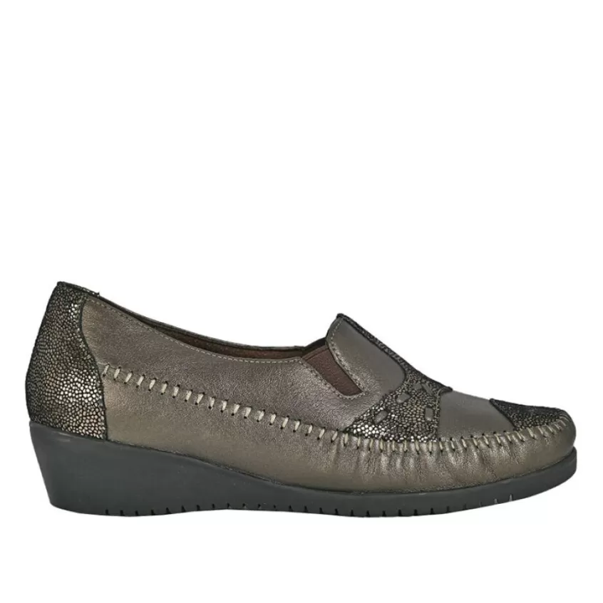 Chaussures Confort | LADY CONFORT Mocassins Confort Femme Bronze Avec Elastiques