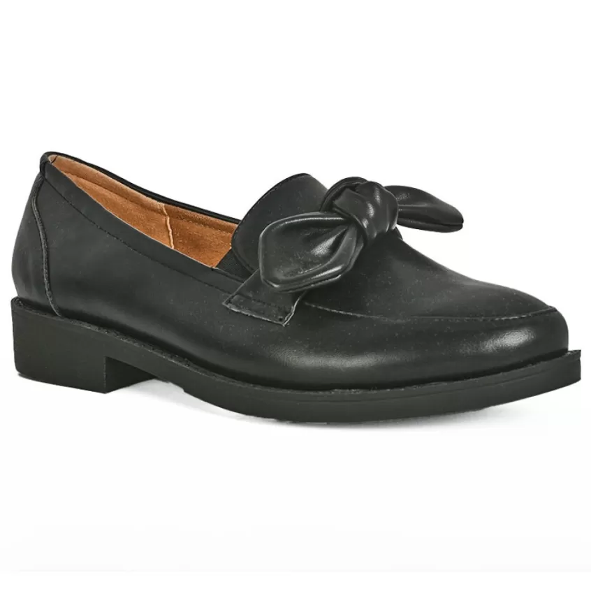 Chaussures Confort | SCALINA Mocassins Confort Femme Noir A Noeud