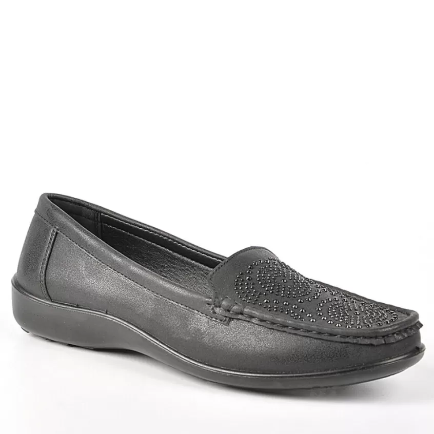 Chaussures Confort | LADY CONFORT Mocassins Femme Avec Strass Noir