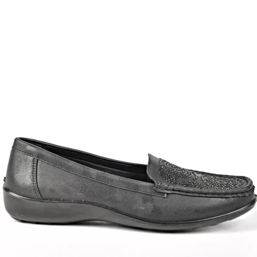 Chaussures Confort | LADY CONFORT Mocassins Femme Avec Strass Noir