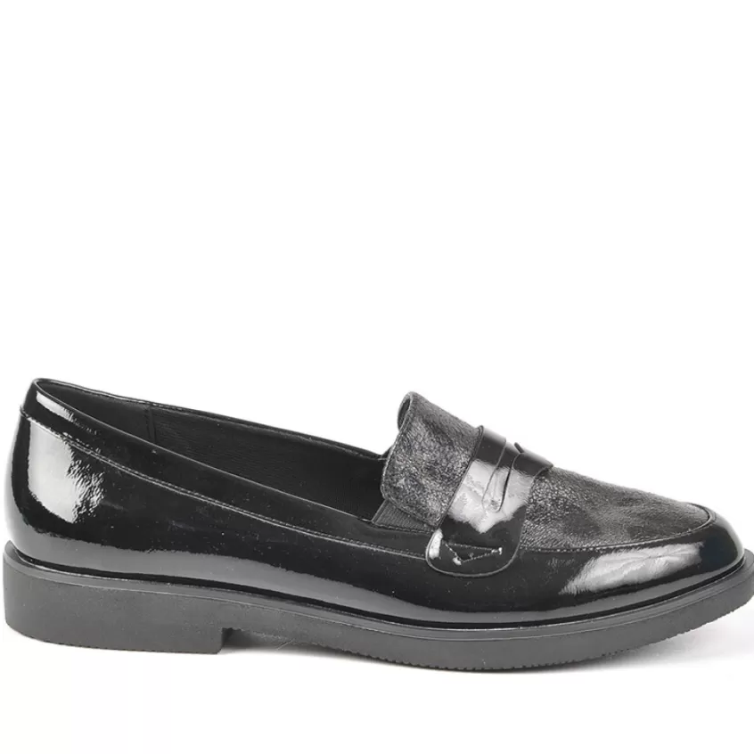 Mocassins | ANA LUNA Mocassins Femme Bi-Matieres Vernis Noir