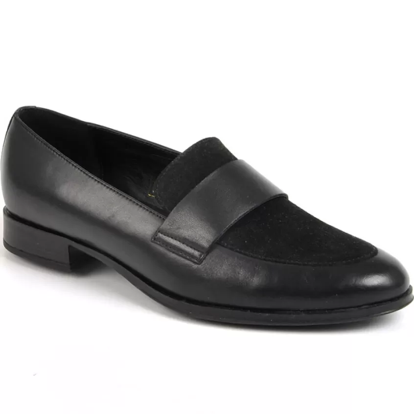 Mocassins | TIPO ALTO Mocassins Femme En Cuir Noir Effet Bi-Matieres
