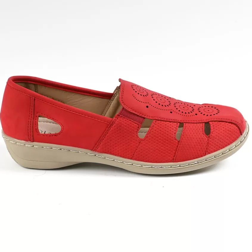 Chaussures Confort | LADY CONFORT Mocassins Femme Rouge