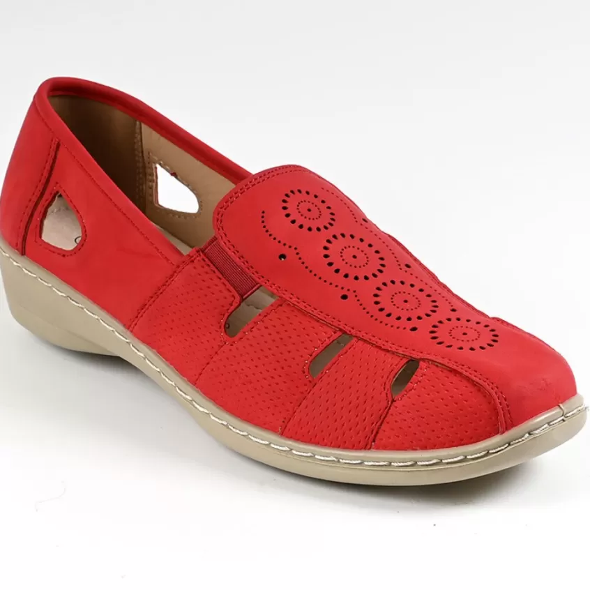 Chaussures Confort | LADY CONFORT Mocassins Femme Rouge