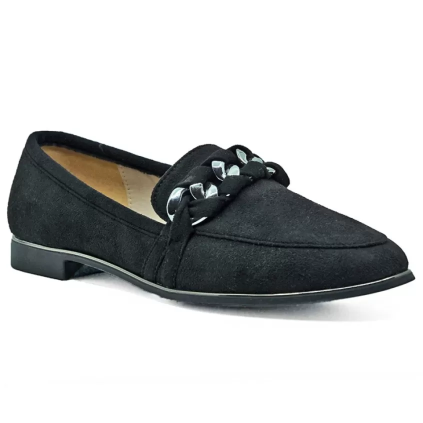 Mocassins | VICE VERSA Mocassins Femme Noir A Chaine Argentee