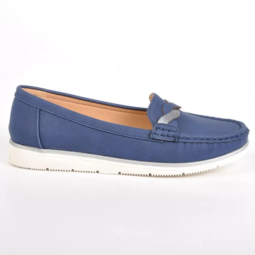 Chaussures Confort | SCALINA Mocassins Femme Bleu Marine En Cuir