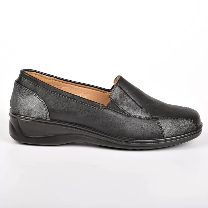 Chaussures Confort | LADY CONFORT Mocassins Femme Semelles Souples Noir