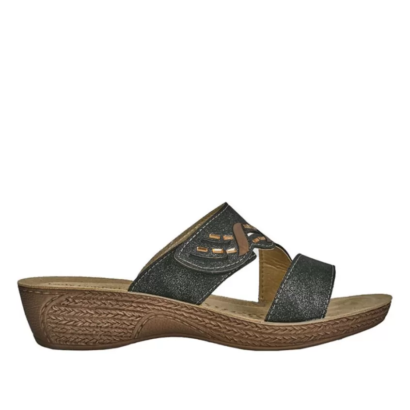 Chaussures Confort | LADY CONFORT Mules A Talons Avec Strass Noir