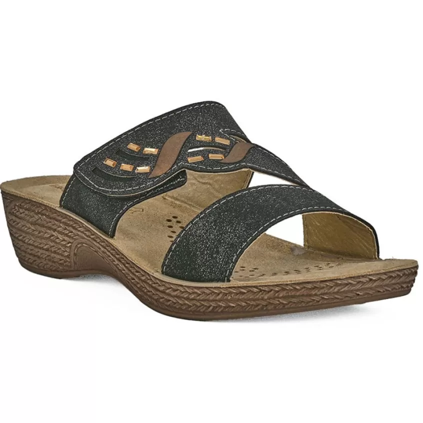 Chaussures Confort | LADY CONFORT Mules A Talons Avec Strass Noir