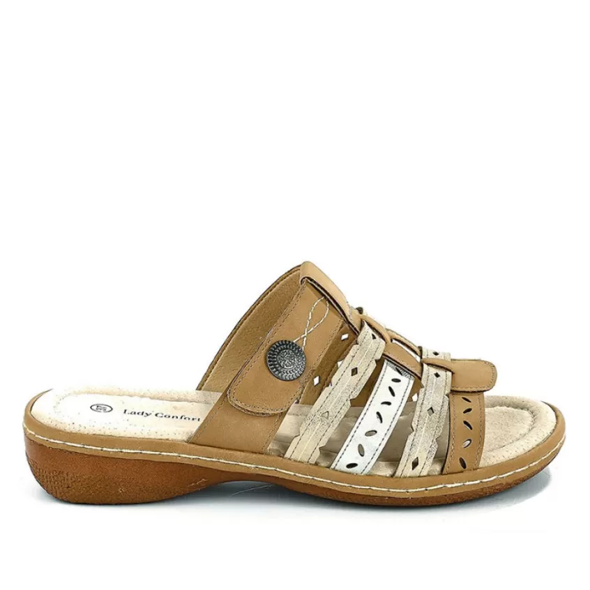Chaussures Confort | LADY CONFORT Mules A Talons Femme Beige