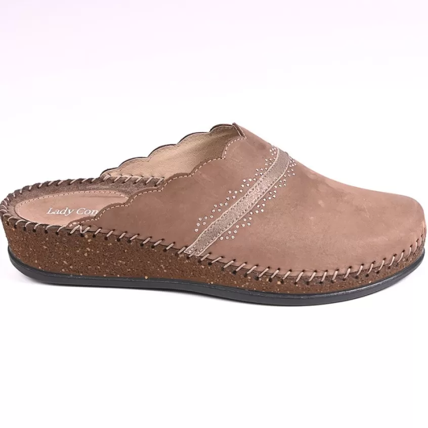Chaussures Confort | LADY CONFORT Mules Compensees Femme Beige