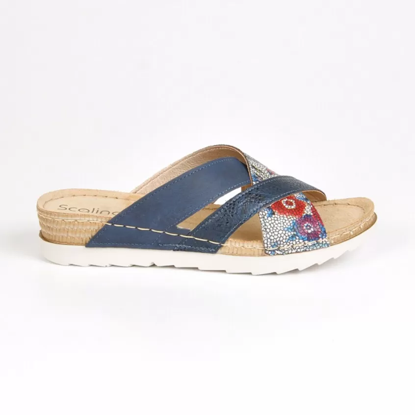 Chaussures Confort | SCALINA Mules Compensees Femme Bleu Marine
