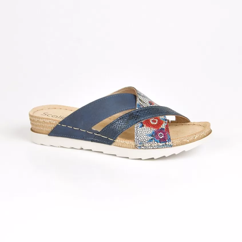 Chaussures Confort | SCALINA Mules Compensees Femme Bleu Marine