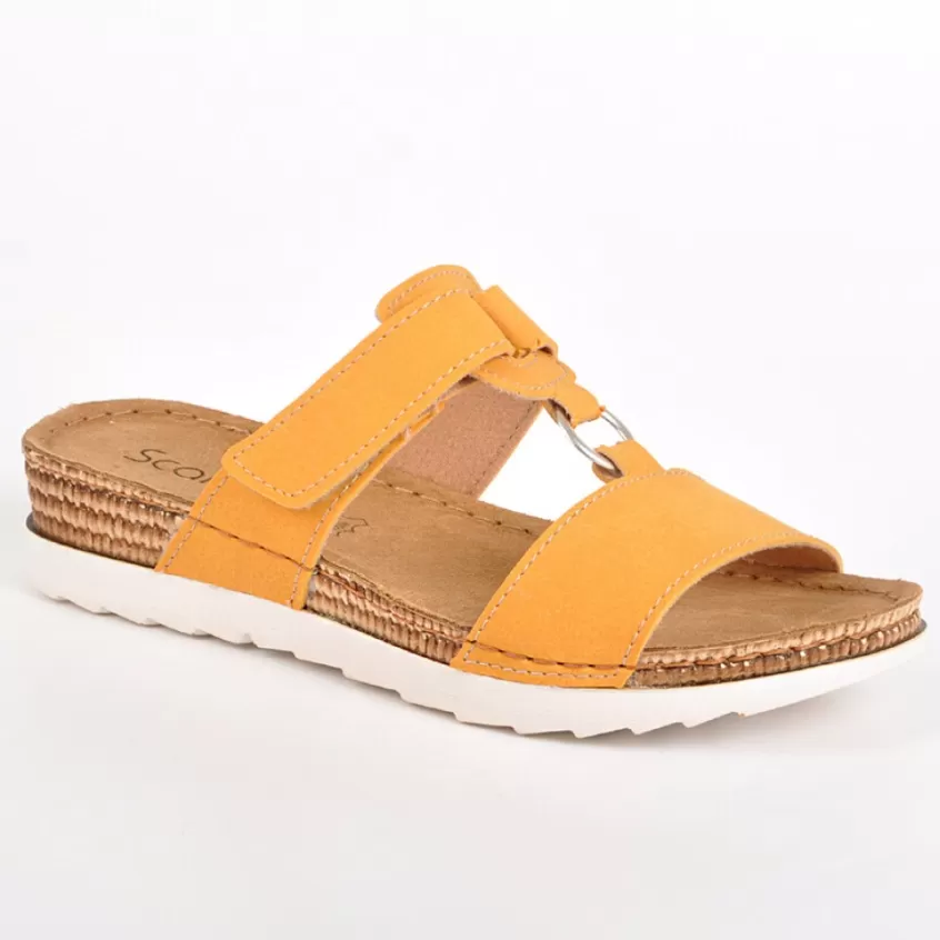 Chaussures Confort | SCALINA Mules Femme Compensees A Boucles Metalliques Jaune