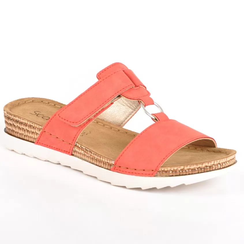 Chaussures Confort | SCALINA Mules Femme Compensees A Boucles Metalliques Rouge