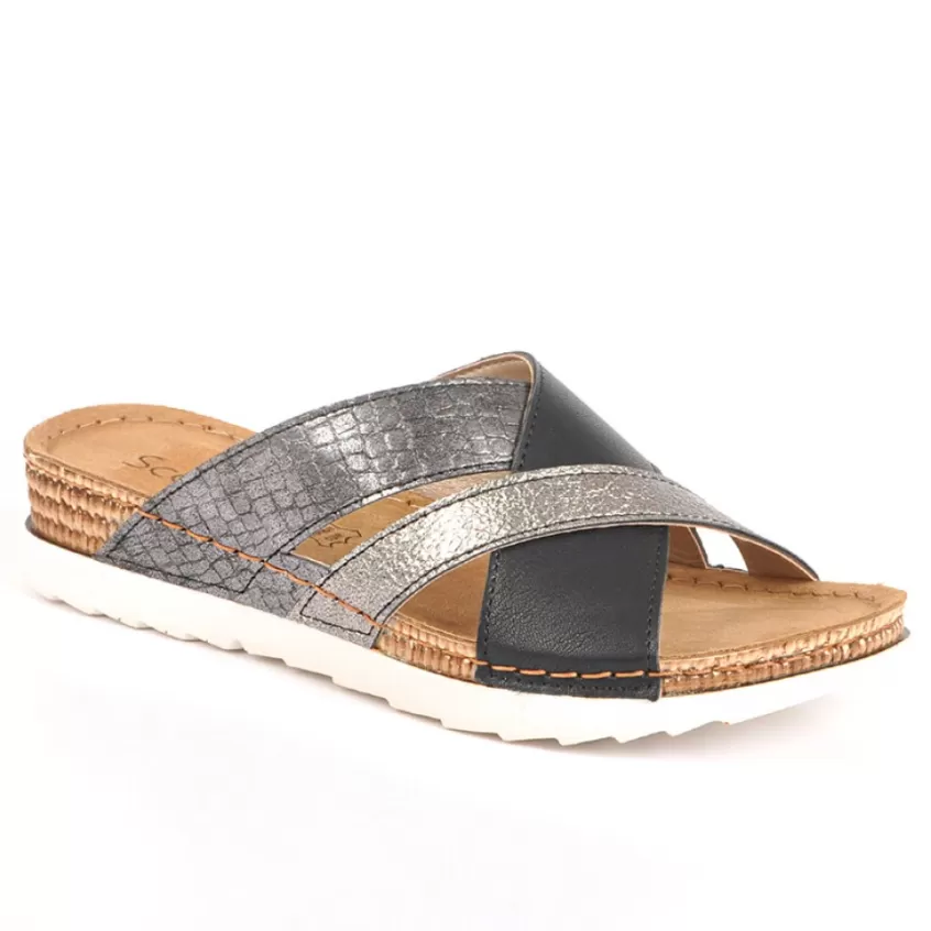 Chaussures Confort | SCALINA Mules Femme Compensees Noir
