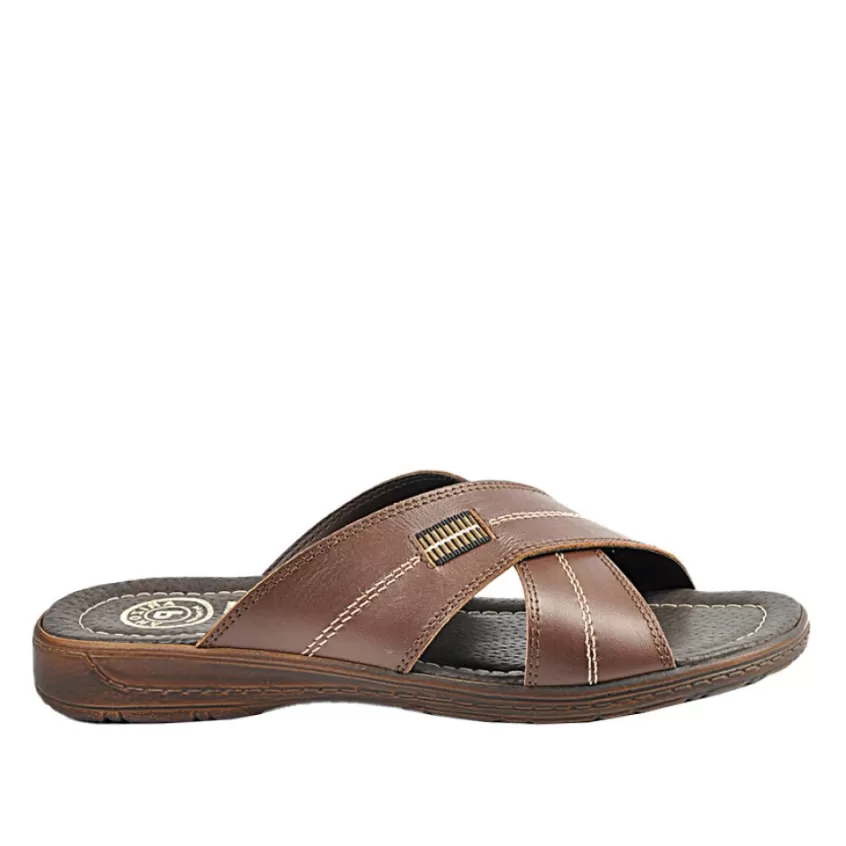 Mules, Tongs | ARIZONA Mules Homme A Brides Croisees En Cuir Marron