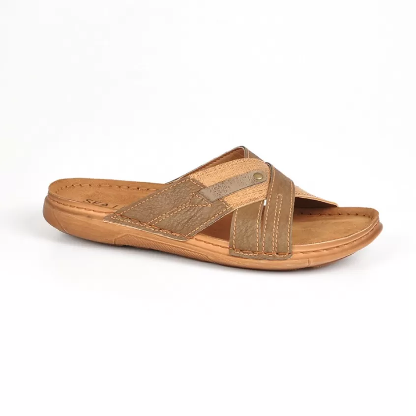 Mules, Tongs | SEALINE Mules Homme Bi-Matieres Cuir Marron