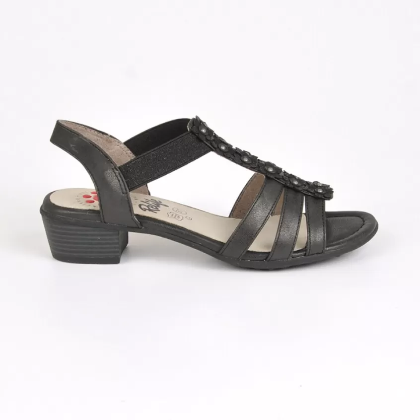 Chaussures Confort | RELIFE Sandales A Talons Femme Avec Elastiques Noir
