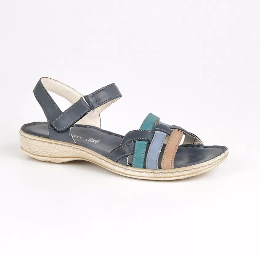 Chaussures Confort | LADY CONFORT Sandales A Talons Femme Bleu Marine