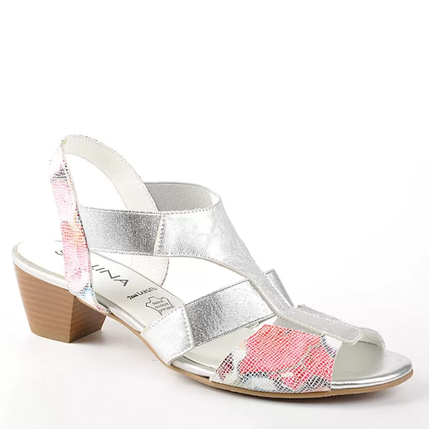 Chaussures Confort | SCALINA Sandales A Talons Matiere Irisee Argente