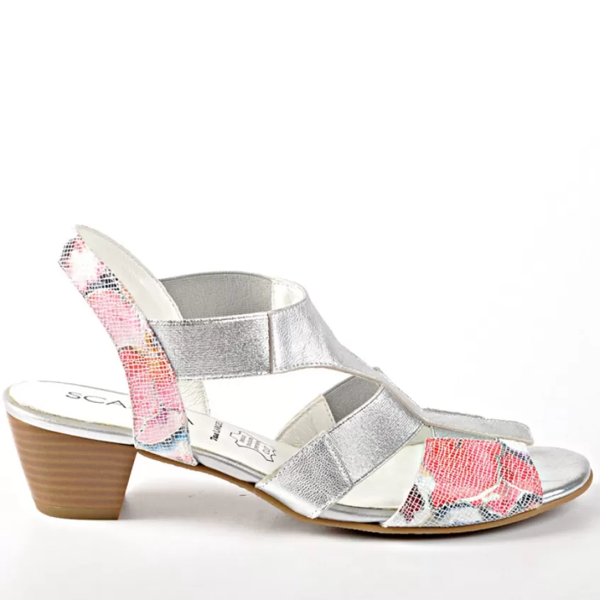 Chaussures Confort | SCALINA Sandales A Talons Matiere Irisee Argente