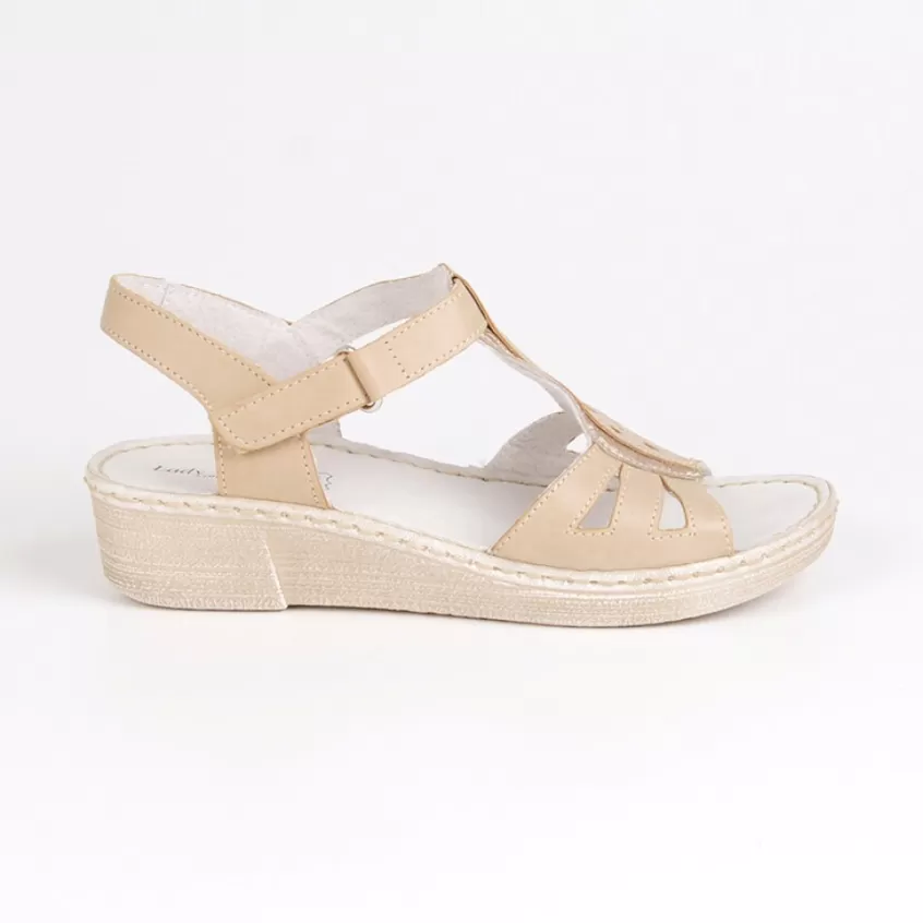 Chaussures Confort | LADY CONFORT Sandales Compensees Femme Confort Beige
