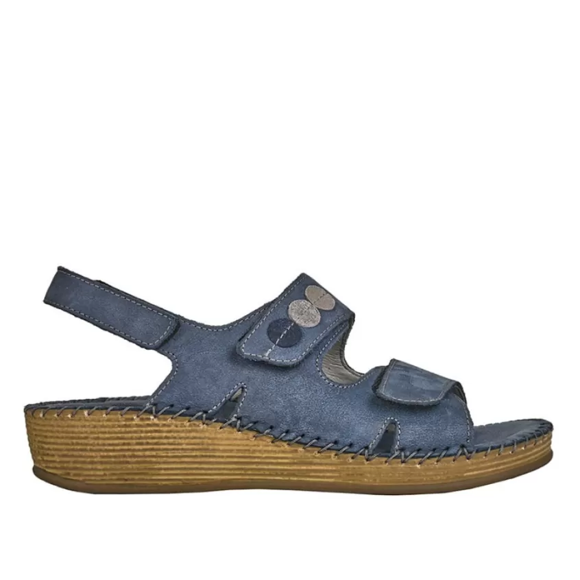 Chaussures Confort | LADY CONFORT Sandales Compensees Femme Cuir Bleu Marine